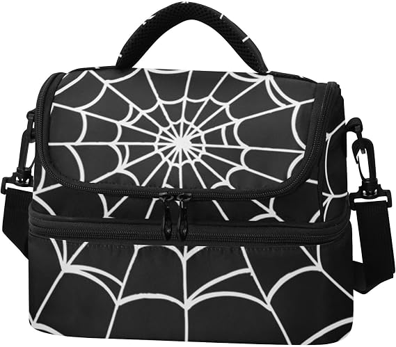 Spider Web Insulated Lunch Bag for Women Men Double Decker Cooler