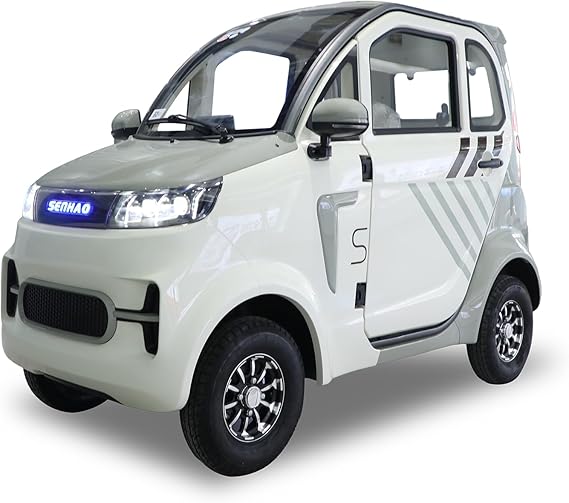 Enclosed Mobility Scooter for Seniors, All-Weather 4 Wheel Electric Powered Mobility Vehicle Car for Adults, All-Terrain Mobility Handicap Scooters for Travel, 1500W Motor (Grey)