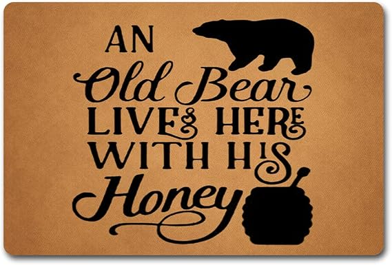 Door Mat An Old Bear Lives Here With His Honey Doormat Absorbent Bath Mat Dirt Trapper Floor Mats For Kitchen Indoor Living Room 40X60Cm