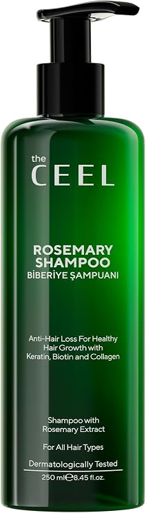 The Ceel Biberiye Saç Bakım Şampuanı 250 ml - Keratin, Biotin ve Hidrolize Kolajen İçeren Hacim ve Parlaklık Destekleyici Saç Şampuanı, Saç Derisi Ferahlatıcı Günlük Bakım Şampuanı