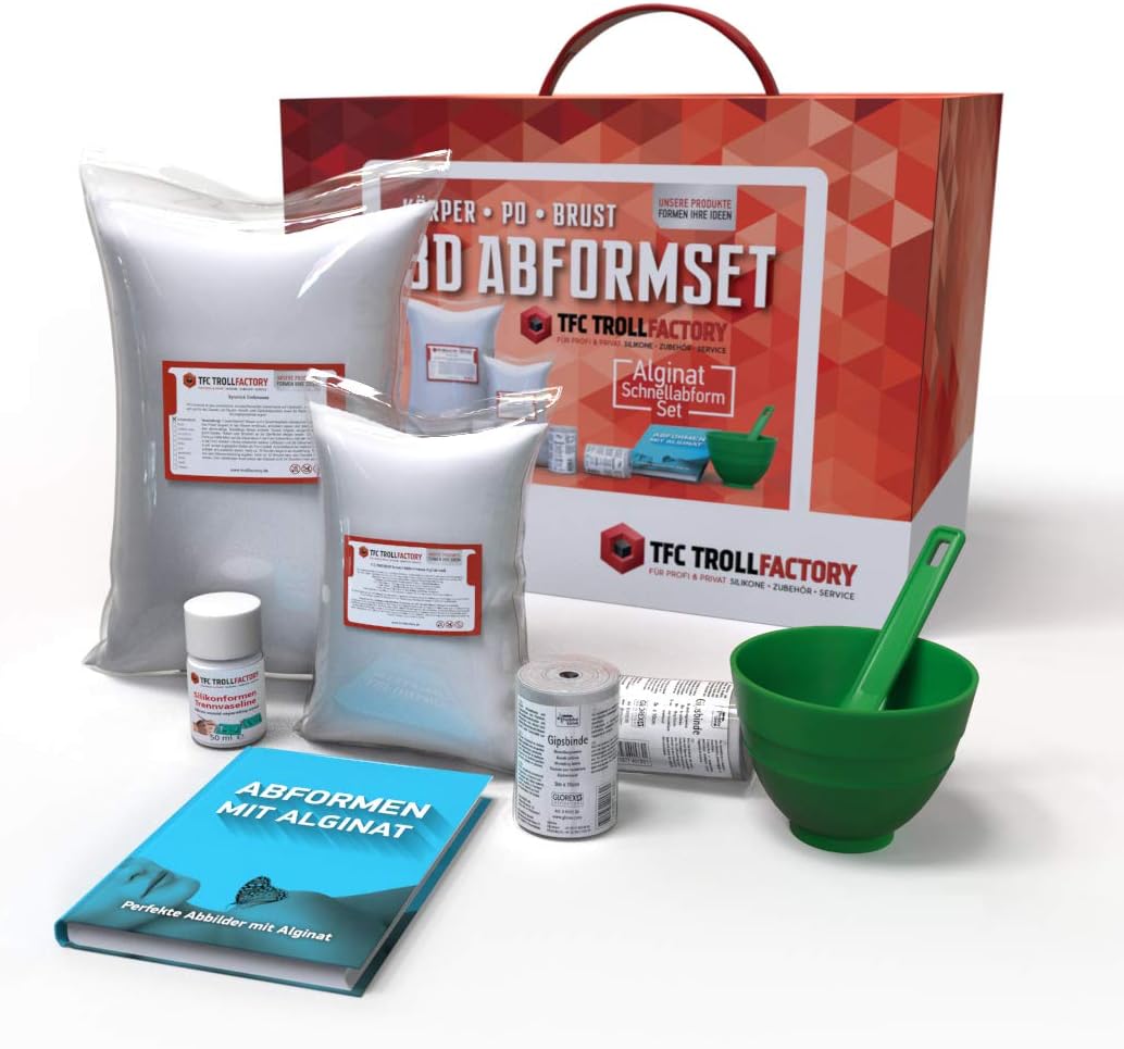tfc 3D Po & Brust Formset mit 1kg Alginat Knetmasse 9-11 Minuten 3kg Xyrarock Gießmasse 4:1 Mixbecher Spatel