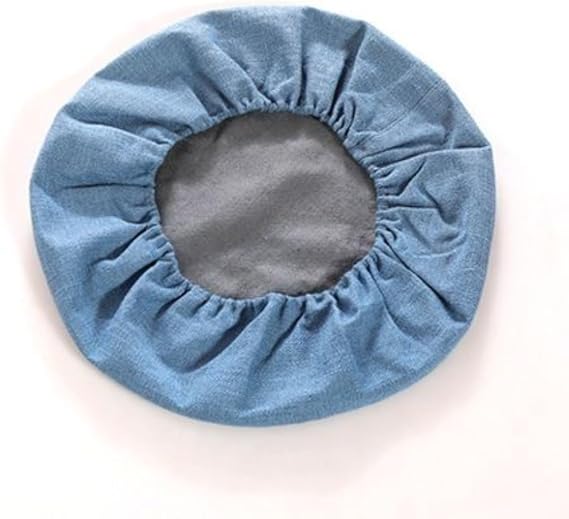 Removable Cover for Floor Seat Cushion, Round Cotton and Linen Meditation Floor Pad Slipcover, Woven Straw Cushion Footstool Protector (Blue,Diameter 50cm,Height 6cm)