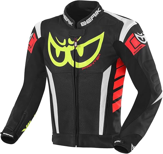 Berik Zakura Motorcycle Leather Jacket Black/White/Red/Yellow 52