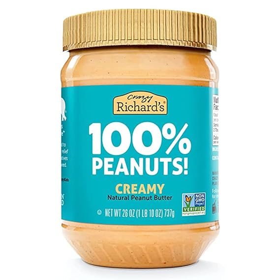 Crazy Richard's 100% All-Natural Creamy Peanut Butter, No Added Sugar Peanut Butter Non-GMO, Vegan Pack of 2 x 28 oz