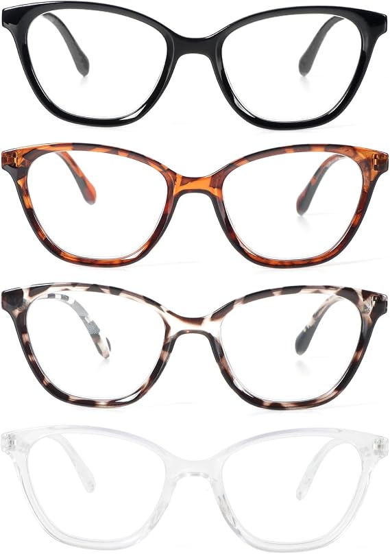 4 Pack Reading Glasses Blue Light Blocking Spring Hinge Fashion Readers Anti for Women Men