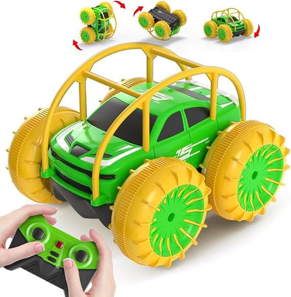 MaxTronic Amphibious Remote Control Car,Rechargeable RC Cars Toy 360 Flips Rotation Stunt Crawler 15KM/H 4WD All Terrain Outdoor Indoor Toy for Kids Boys Girls 3-12