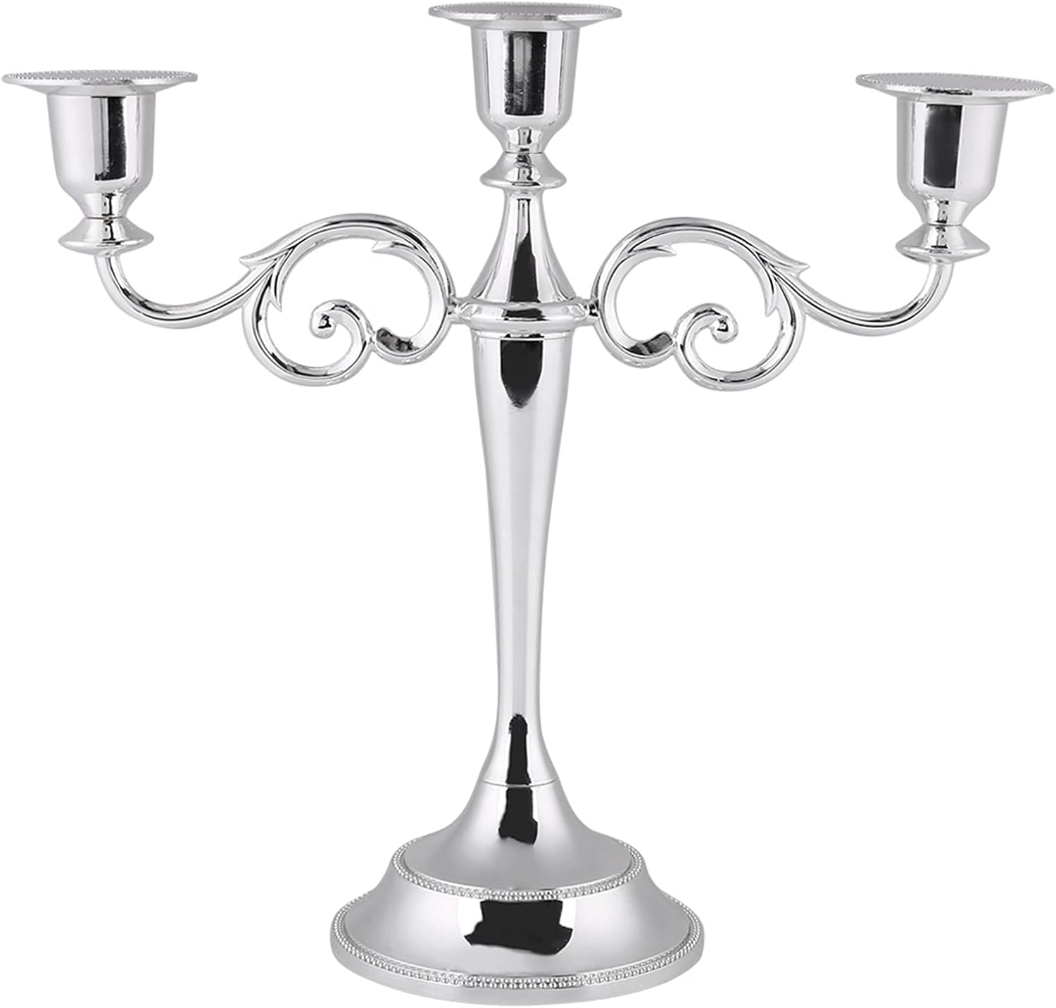 MSUIINT 2 Colors 3 Arms Metal Candle Holder 3 Branches Candle Stick Metal Candelabra Candlestick European Style Candelabra Wedding Candlestick Home Wedding DecorSilver