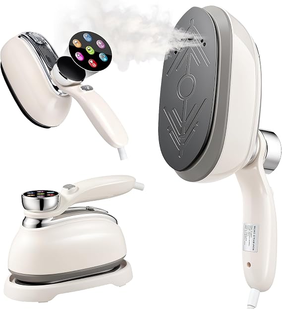 Clothes Steamer, 2 IN 1 Portable Travel Steamer for Clothes with 6 Modes & Dry Iron LED Display, 1300W Fast Heat-Up Steam Iron, Handheld Garment Steamer Wrinkle Remover for Travel Home Office
