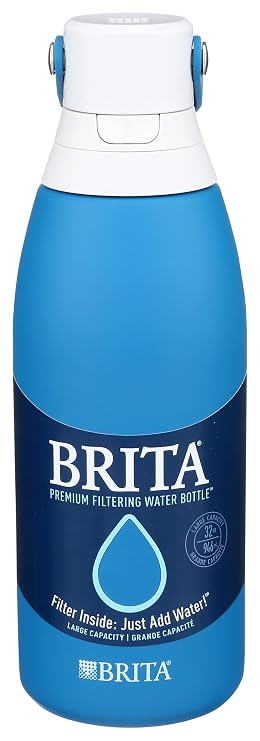 Brita Resolution Bottle, Premium Filtering Bottle Hard Sided 26oz, Marina Coral, Includes Brita Swag, 1 Count