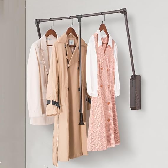 Closet Rods Adjustable Liftable Wall mounted Clothes Rack with Pull Down Rod Wardrobe Closet for 35 48inch Width