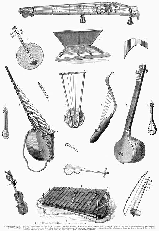 Musical Instruments Ntraditional Musical Instruments Takigoto Yueqin Yangqin Pan Flute Tunisian Kuitra West African Kasso Zummarah Kissar Nanga Tamboura Double Saz Or Baglama Caribbean Bone Flute Guen