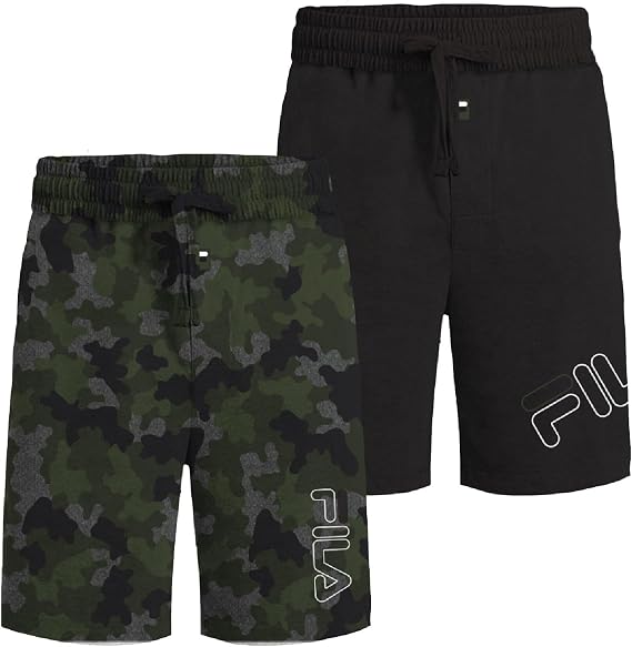 Fila Men's 100% Brushed Jersey Pajama Night Sleep Short, Various Pack Size Options (Single Pack or 2 Pack)