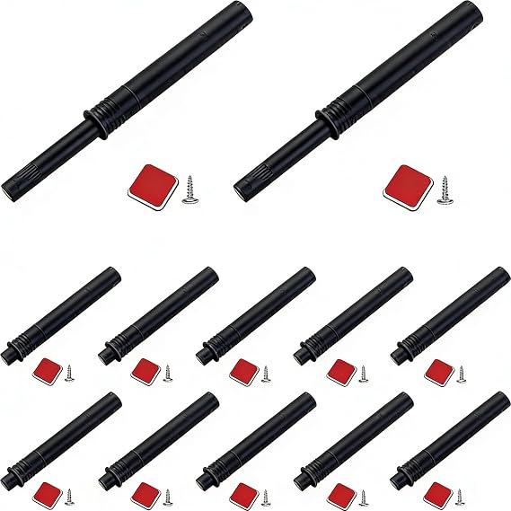 Push to Open Door Latch Cabinet Hardware ZKRIOC 12 Pack Magnetic Push Latch & Lock for Drawer Magnet Push Release Tip on Closet Close Heavy Duty Strong Pop Out, Black
