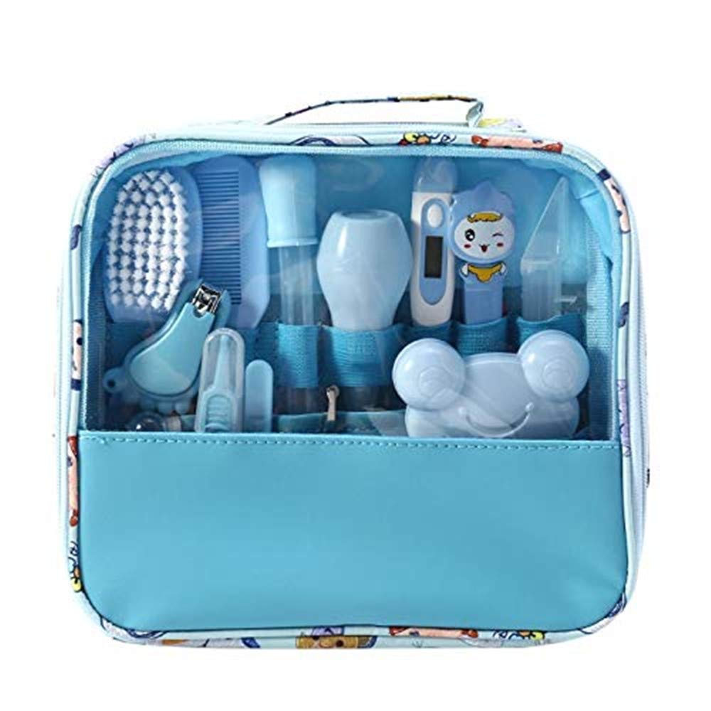 Baby Care Kit 13 Pieces/Set Newborn Care Set Essential Healthcare Accessories for Travel Home Use with Carry Bag (Blue)