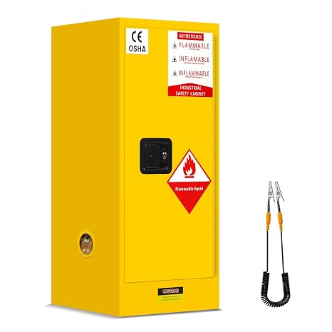 Flammable Cabinet 18'' x 18'' x 35'', Galvanized Steel Safety Storage Cabinet, Adjustable Shelf for Commercial Industrial Home Use (12 Gal)