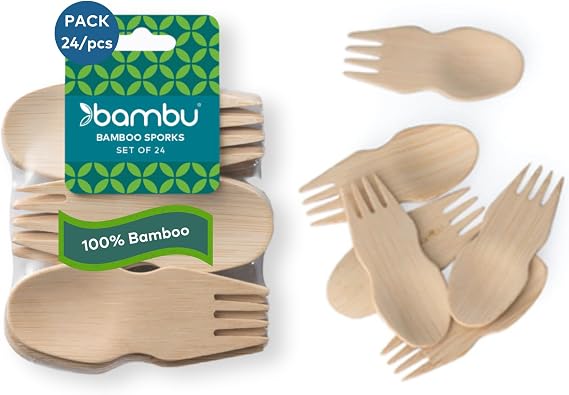 Bambu Veneerware Bamboo Sporks, 24-Pack