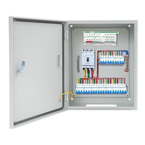 Lockable Electrical Box 50x40x20cm IP55 Waterproof Steel Enclosure with Detachable Backplate & Grounding Screws Electrical Enclosure for Outdoor Industrial and Construction Sites