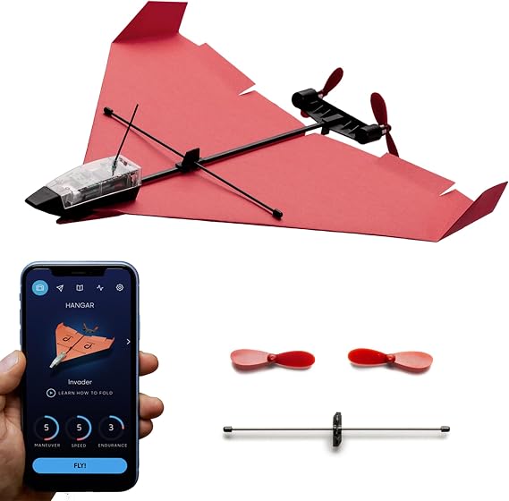 POWERUP 4.0 Paper Airplane Kit - Smartphone App Controlled RC Plane Motor | Easy to Fly With Autopilot & Gyro Stabilizer. Onboard Flight Module. Perfect for Hobbyists Pilots and Tinkerers