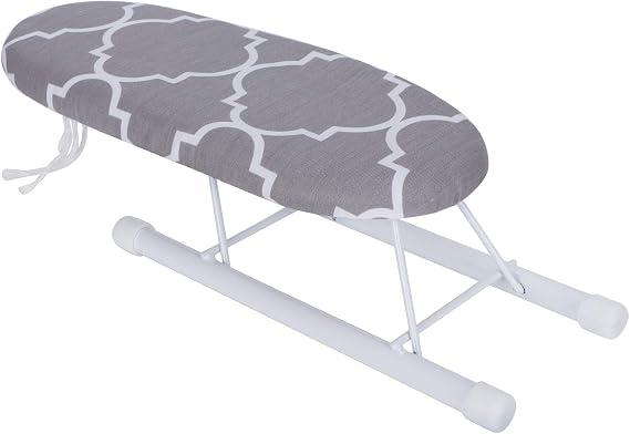 Mini Ironing Board Foldable Sleeve Cuffs Collars Ironing Table for Home Travel Use (Classic Grid)
