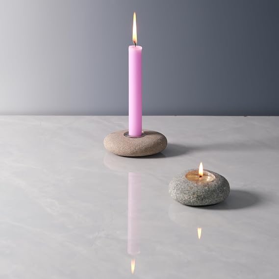 Handmade Pebble Candle Holder Handcrafted Candle Holder for Zen Garden, Altar, Mantle, Desk, Table, Shelf