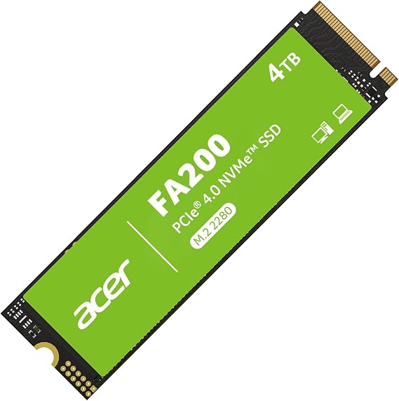 Acer FA200 NVMe Gen4 SSD 4TB, PCIe 4.0, M.2 2280, Read Speeds Up to 7200MB/s, Internal Solid State Drive for Laptop, Desktop PC and PS5 Upgrade - BL.9BWWA.150