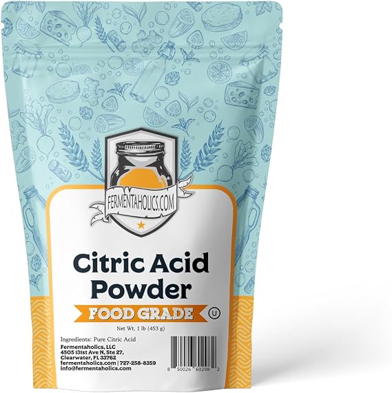 Fermentaholics Food Grade Citric Acid Powder 1 lb OU Kosher Natural Preservative & Flavor Enhancer Great for Cheesemaking