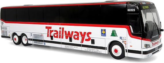 Prevost X3-45 Coach Bus Trailways - Adirondack Transit Lines White with Red Stripes Limited Edition 1/87 (HO) Diecast Model by Iconic Replicas 87-0477