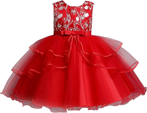 KAGAYD Little Girls Tulle Dress Vintage Flower Lace Pageant Party Wedding Dresses Sleeveless Evening Dance Gown