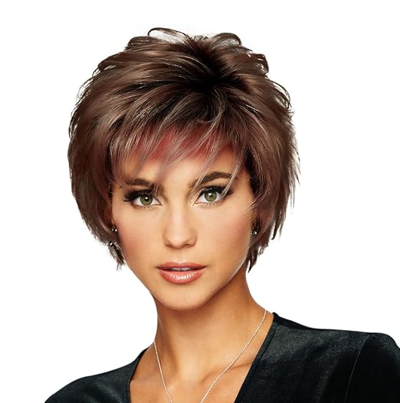 Raquel Welch Voltage Short Layered, No-Fuss Wig by Hairuwear, Petite Cap, R9F26 Mocha Foil