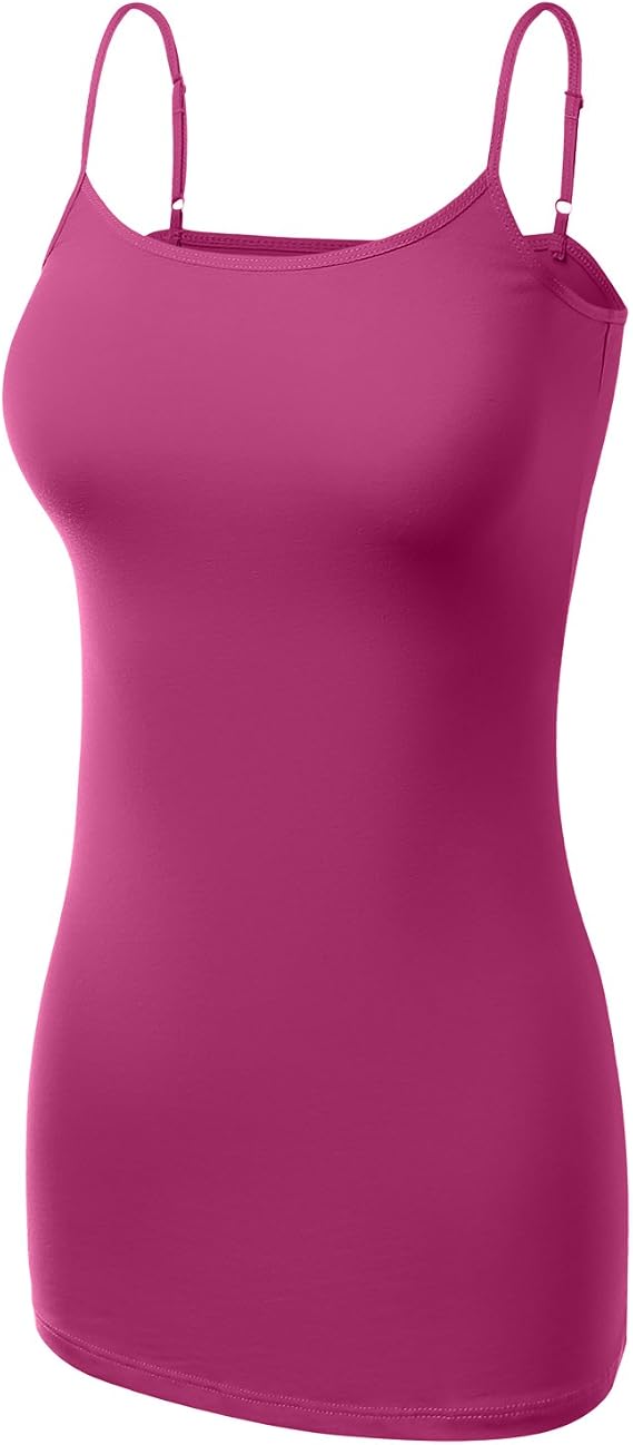 Women's Basic Cotton Adjustable Spaghetti Straps Cami T Shirts