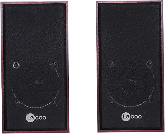 Lecoo DS105 Kablolu 1+1 USB + 3.5mm Jack Girişli 5W Gelişmiş Net Ses Teknolojisi ve Tak Çalıştır Kolay Kurulum Stereo Surround Ses Soundbar 634g Kompakt Masaüstü Kırmızı Ahşap Hoparlör
