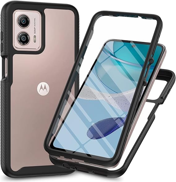 Sawiqpd for Motorola Moto G35 Case and Screen Protector, Black
