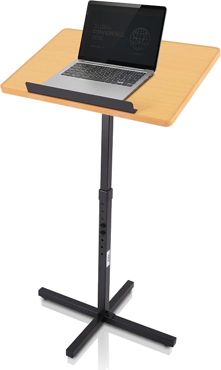 Pyle Portable Floor Lectern Podium Stand-Height Adjustable Steady Standing Design Teacher Speaker Lecture Classroom Presentation Stand, Laptop Computer Book Holder w/ Slanted Top Shelf PLCTND44,BLACK