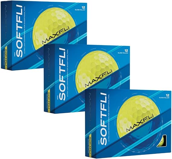 Maxfli SoftFli Golf Balls 36-Pack Gloss Yellow | Soft Feel Low Compression Golf Balls for Distance & Control | Durable Ionomer Cover | Ideal for Beginners & Recreational Golfers