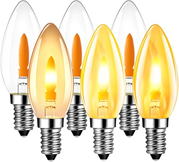 LVWIT E14 Flame Bulb,Fire Flickering Chandelier Candle Light Bulbs,1800K Warm Light E14 Flickering Flame Bulb,Orange Light Bulb for Party Patio Porch Indoor Decorations,Non-Dimmable(6 PCS,2 Modes)