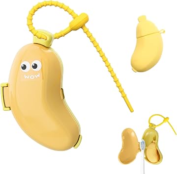 Banana-Shaped Travel Toothbrush Case, 2-in-1 Toothbrush Protector Cover with Built-in Toothpaste Dispenser & Hanging Rope, Fits Most Electric/Manual Brush Heads for Vacation, Camping, School, Home