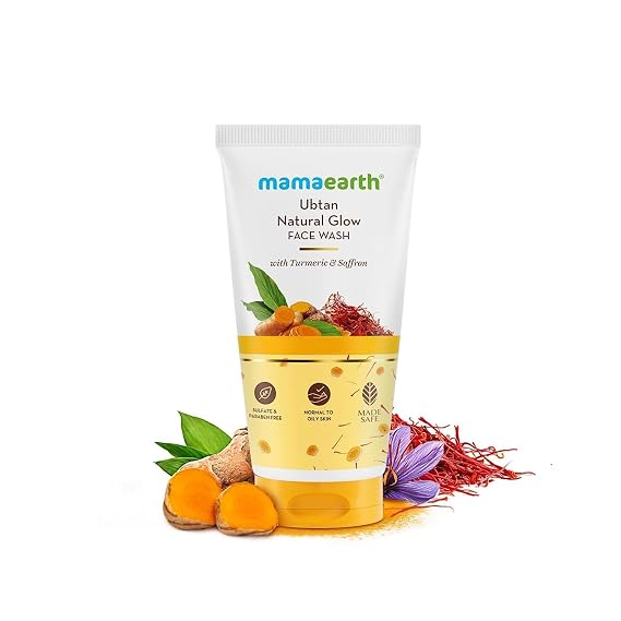 MAMAEARTH Ubtan Face Wash with Turmeric & Saffron, 50ml