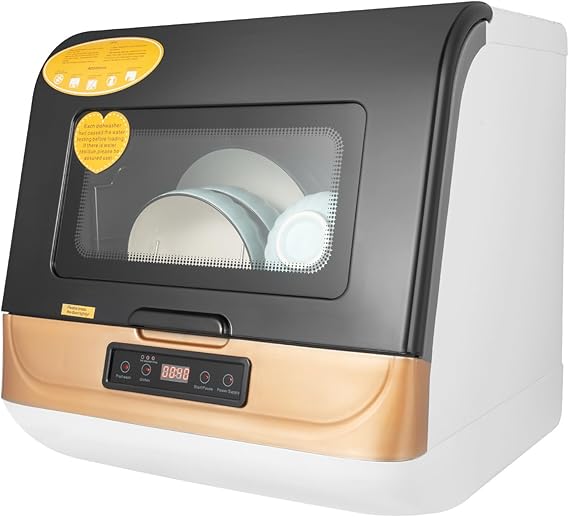 110V Portable Countertop Dishwasher, 360 Degree Auto Spray Type Countertop Dishwasher Mini/Small Dishwasher for RV & Apartment