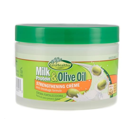 Milk Protein & Olive Oil Hair Strengthening Creme Leave-In Hair Protector Strengthens and Repairs All Types of Damage for Soft, Healthy, Manageable Hair - SofnFree GroHealthy - Single