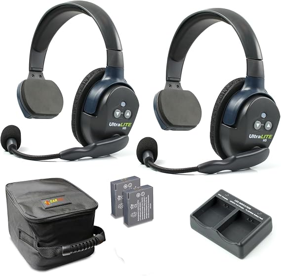 EARTEC UL2S Ultralite HD Wireless Intercom Headset System, 2-Person Full Duplex Communication, Single Ear, Up to 1000ft Range Professional-Grade, U.S. Company