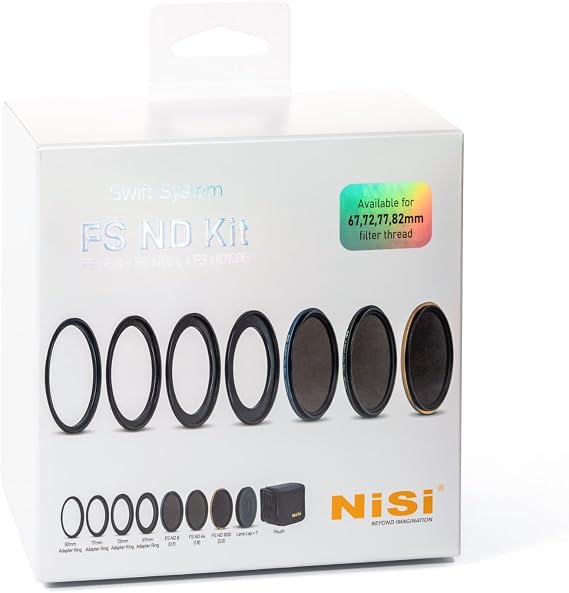 NiSi 40.5mm-49mm Swift FS ND Filter Kit - ND8 (3 Stop), ND64 (6 Stop) and ND1000 (10 Stop) - 49mm Press-On Neutral Density Filters with 40.5mm/43mm/46mm/49mm Thread Adapters, N-838879
