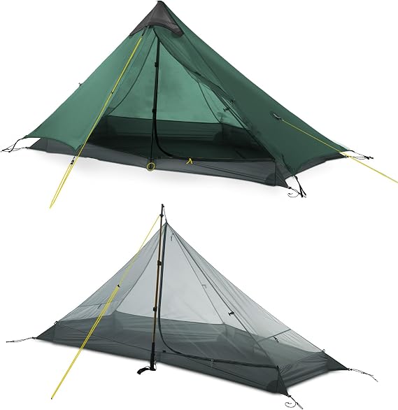 LANSHAN Ultralight Waterproof 1-2 Person Backpacking Tent | Ultralight waterproof nylon, pitch anywhere, for camping & travel.