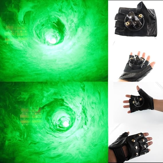 LED Rotation Glowing Gloves Set, Dual Aperture Flashing Rave Gloves, Finger Spotlight, Glowing Costume Cool Toys, Stage Atmosphere Glove Spotlight- green