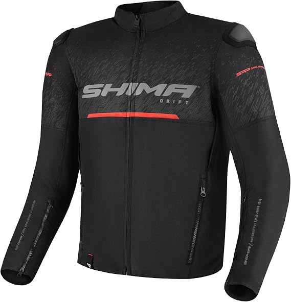 SHIMA Drift Motorbike Jackets for Men AirForce Back Protector Armour Riding Motorcycle Jacket Summer Bikers Ventilated Lightweight Armoured Textile Motorcycles (Mens, Black, S)