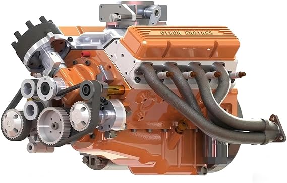 V8 Metal Engine Model Kit That Works, Small-Block V8-OHV-44 PRO 1/6 Scale Miniature Water-Cooled 4-Stroke Engine Model Kit, Build Your Own V8 Engine for Adults (KIT Version)