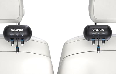OHLPRO Retractable Backseat Car Charger [2 Pack], 3-in-1 Multi Car Charging Station with USB-CUSB-iMicro-USB, 15W Fast Charging for iPhone, Samsung, Android, Headrest Mount for Uber Taxi Rideshare