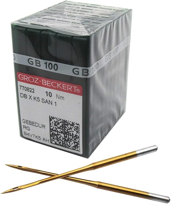 GROZ-BECKERT Needle in CKPSMS Clear Plastic Box - 100PCS Groz Beckert DBXK5 SAN1 GEBEDUR Titanium Coated Industrial Embroidery Machine Needles (Size 60/8)