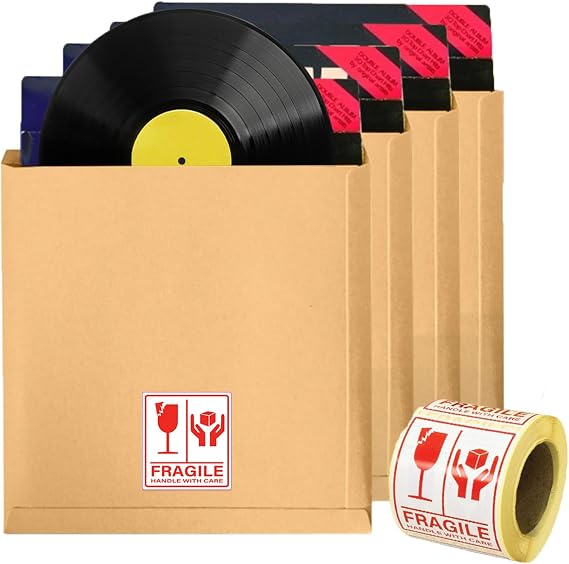 12 Inch Vinyl Record Mailers Postage Packaging LP Cardboard Secure 12" Mailer – Strong & Protective Shipping Boxes (20)