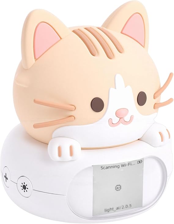 AI Desktop Robot Companion, Cute Night Light Smart Learning Chat Robot with Voice Commands, for Kids Bedroom Study Desk (Cat)