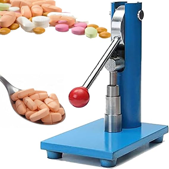 Tablet Press Machine, Lever-type Tablet Press, 3-12mm Manual Steel Single Punch Powder Tablet Press Machine Pill Stamping Maker Tableting Tool,8mm
